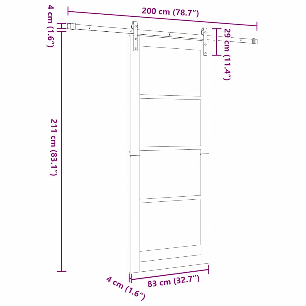 Schiebetür ORKDAL Weiß 83 x 211 cm Solid Pine Wood and Glass