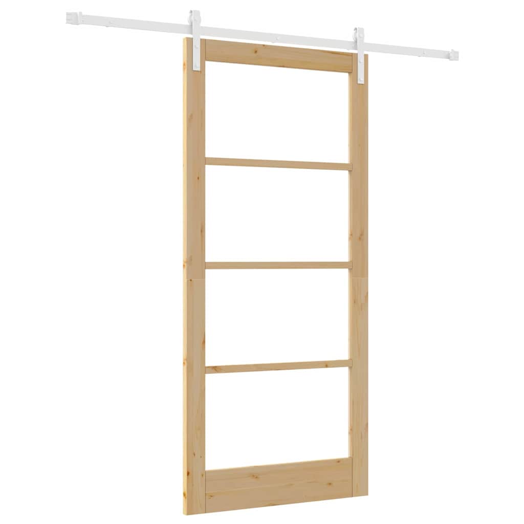 Schiebetür ORKDAL Natur 93 x 202 cm Solid Pine Wood and Glass
