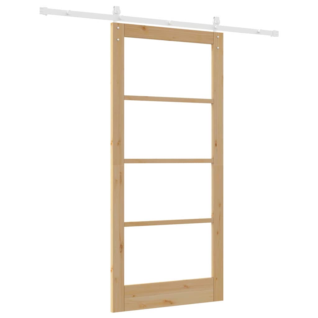 Schiebetür ORKDAL Natur 93 x 202 cm Solid Pine Wood and Glass