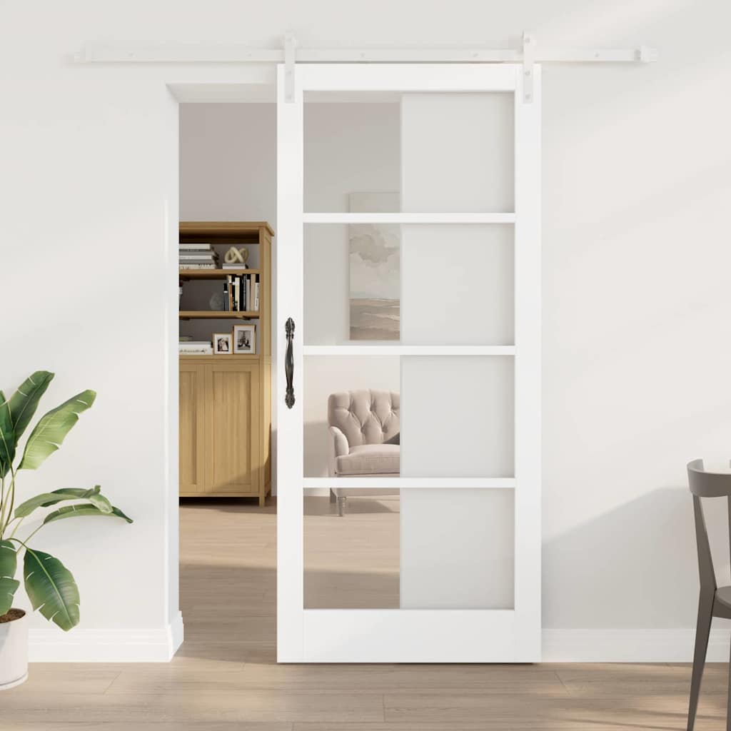Schiebetür ORKDAL Weiß 93 x 211 cm Solid Pine Wood and Glass