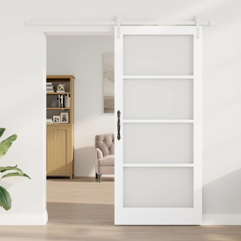Schiebetür ORKDAL Weiß 93 x 211 cm Solid Pine Wood and Glass
