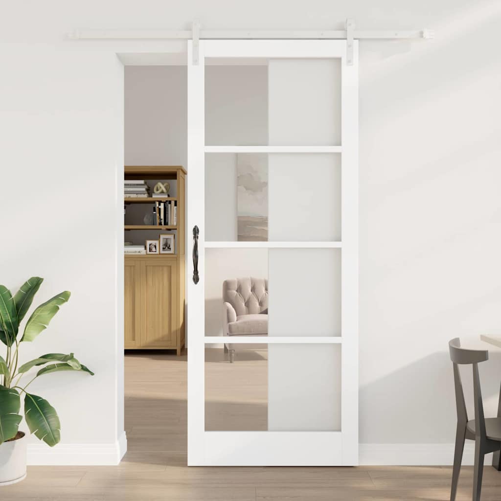 Schiebetür ORKDAL Weiß 93 x 232 cm Solid Pine Wood and Glass