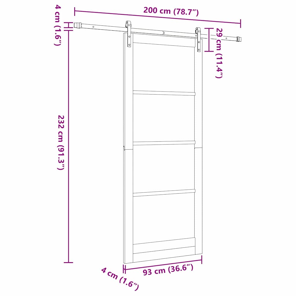 Schiebetür ORKDAL Weiß 93 x 232 cm Solid Pine Wood and Glass