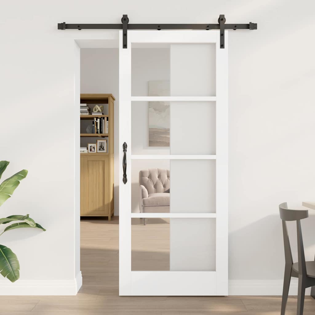 Schiebetür ORKDAL Weiß 83 x 202 cm Solid Pine Wood and Glass