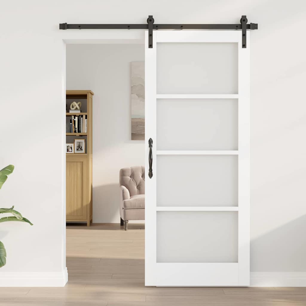 Schiebetür ORKDAL Weiß 83 x 202 cm Solid Pine Wood and Glass