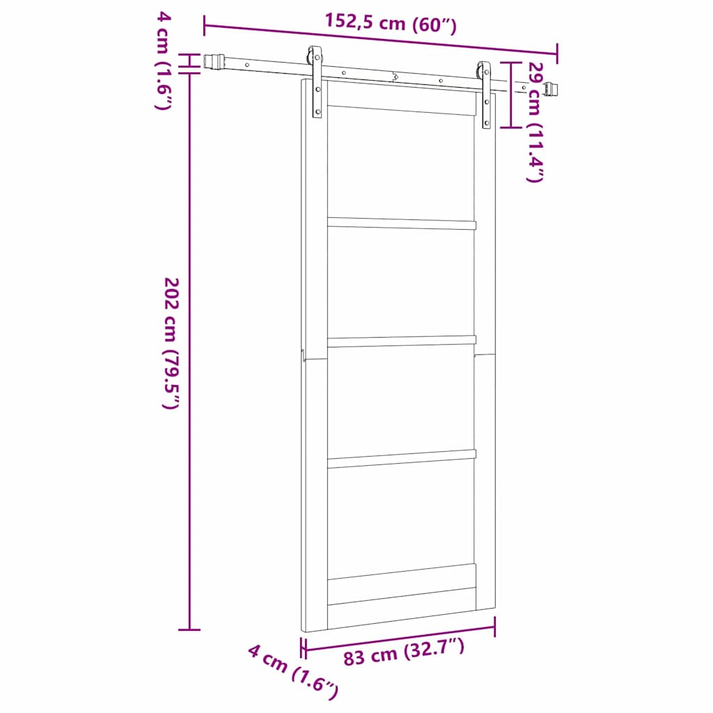 Schiebetür ORKDAL Weiß 83 x 202 cm Solid Pine Wood and Glass