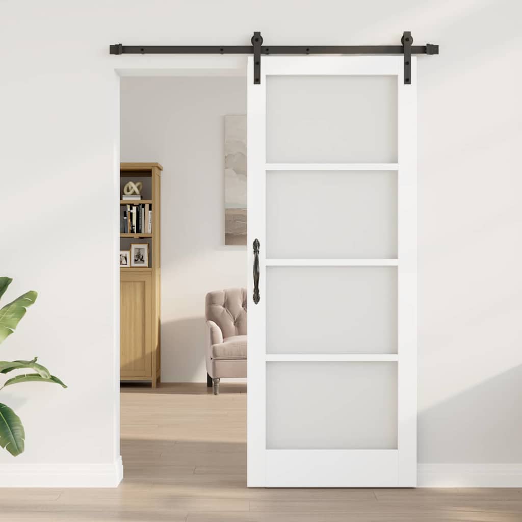 Schiebetür ORKDAL Weiß 83 x 211 cm Solid Pine Wood and Glass
