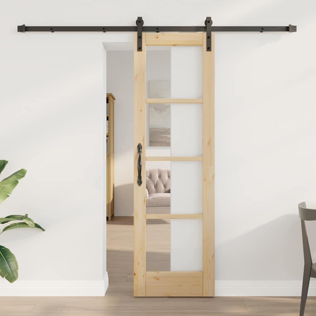 Schiebetür ORKDAL Natur 61 x 198,5 cm Solid Pine Wood and Glass