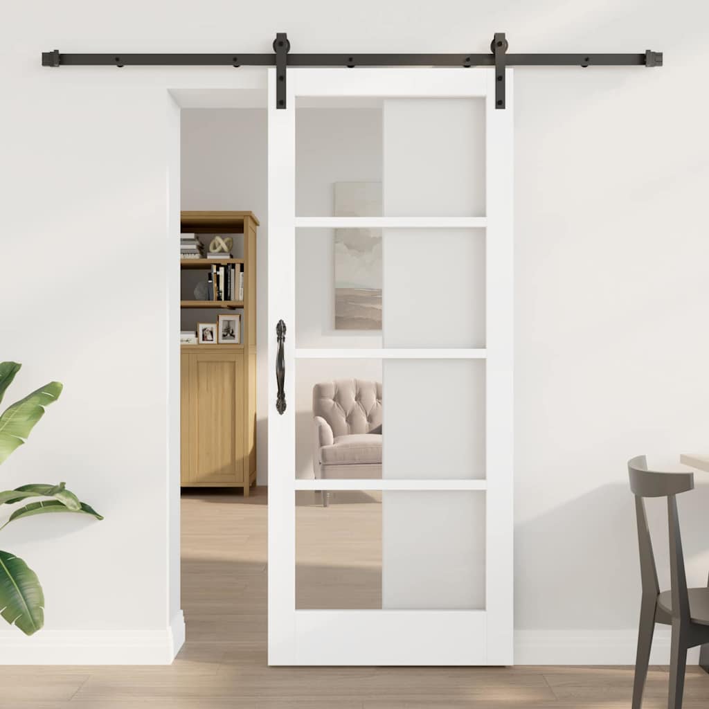Schiebetür ORKDAL Weiß 83 x 202 cm Solid Pine Wood and Glass