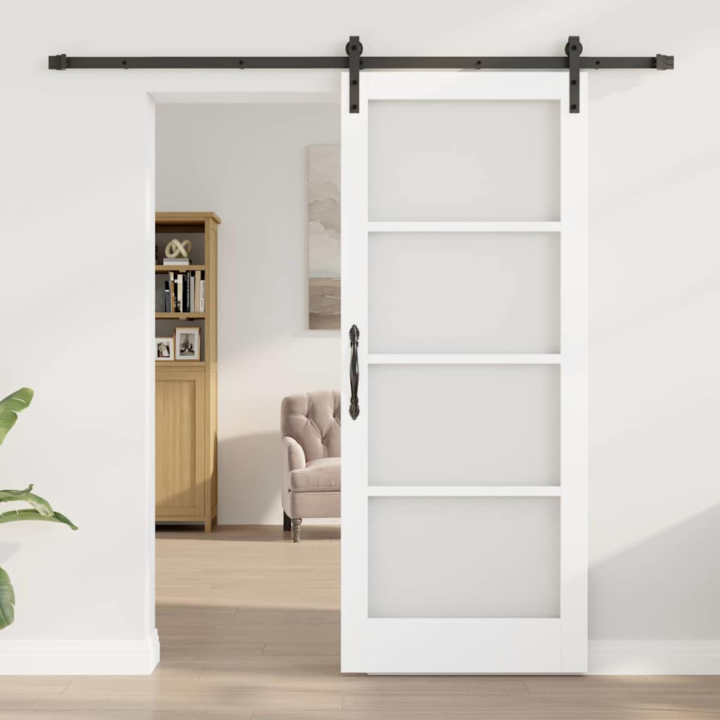 Schiebetür ORKDAL Weiß 83 x 202 cm Solid Pine Wood and Glass
