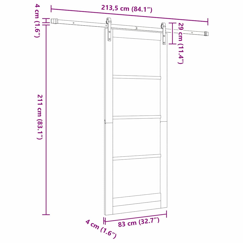 Schiebetür ORKDAL Weiß 83 x 211 cm Solid Pine Wood and Glass