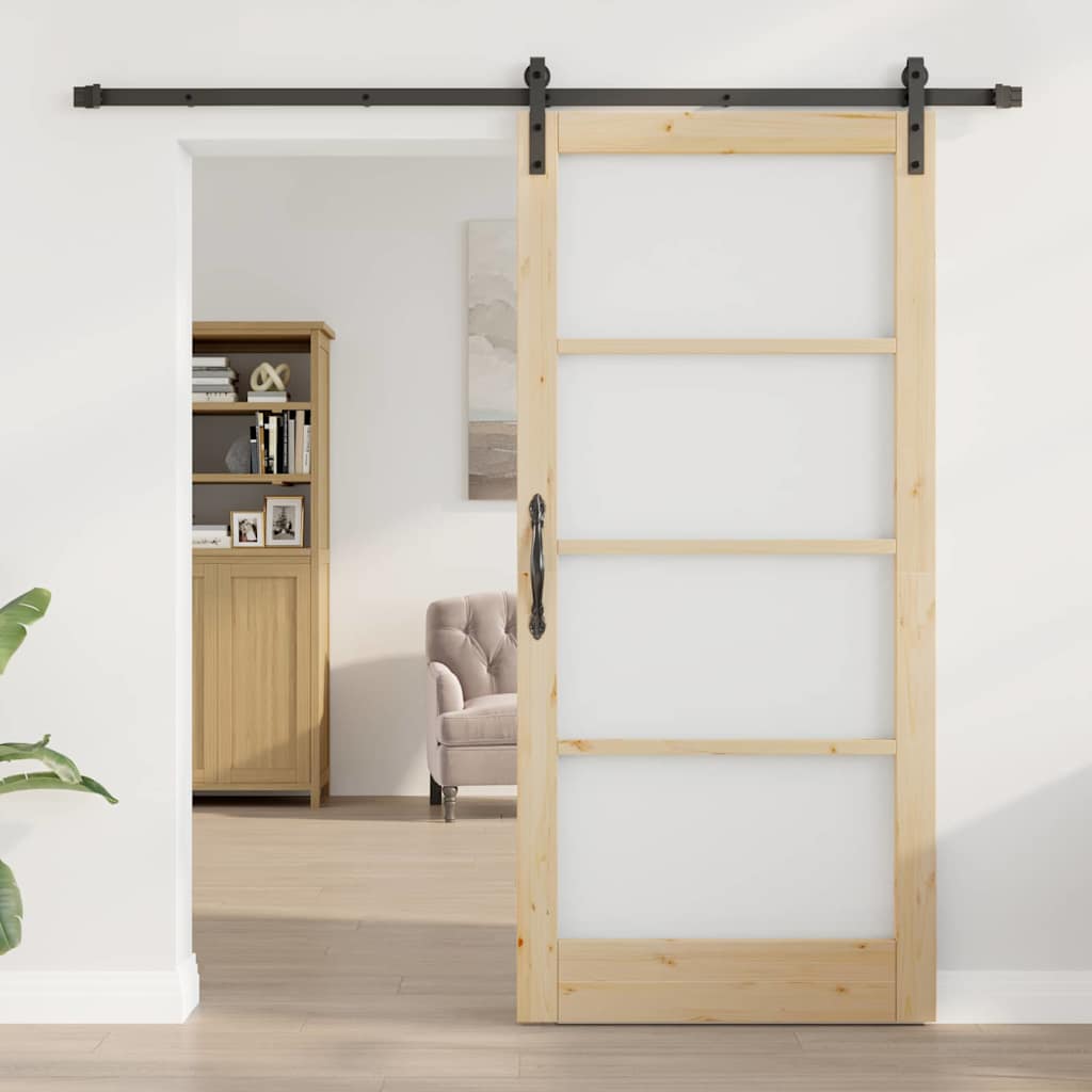 Schiebetür ORKDAL Natur 93 x 202 cm Solid Pine Wood and Glass