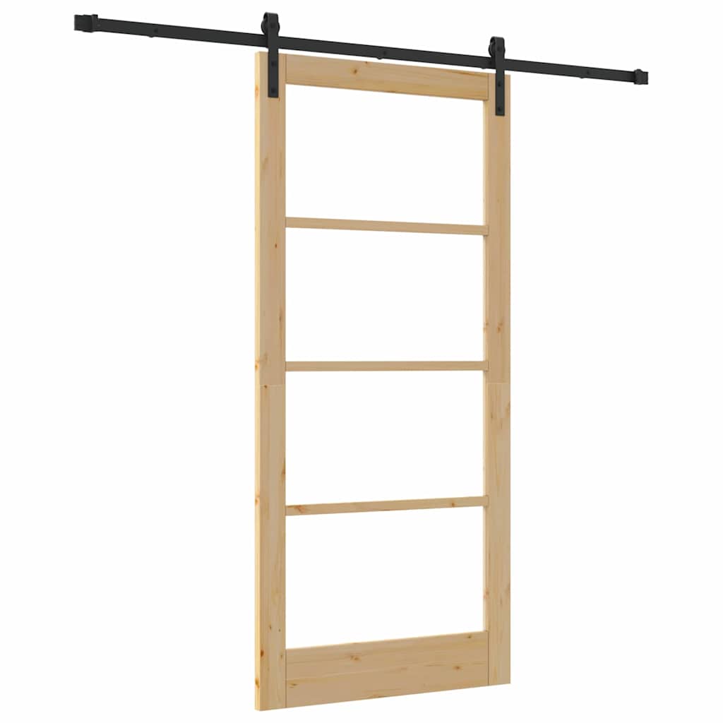 Schiebetür ORKDAL Natur 93 x 202 cm Solid Pine Wood and Glass