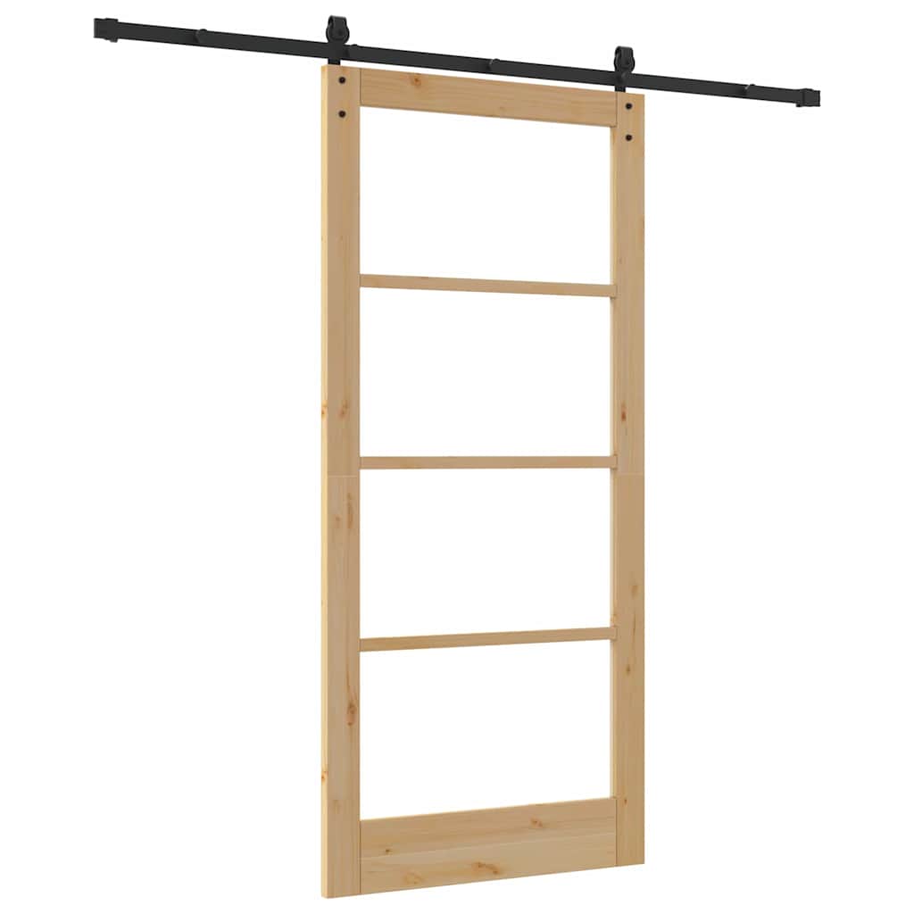 Schiebetür ORKDAL Natur 93 x 202 cm Solid Pine Wood and Glass