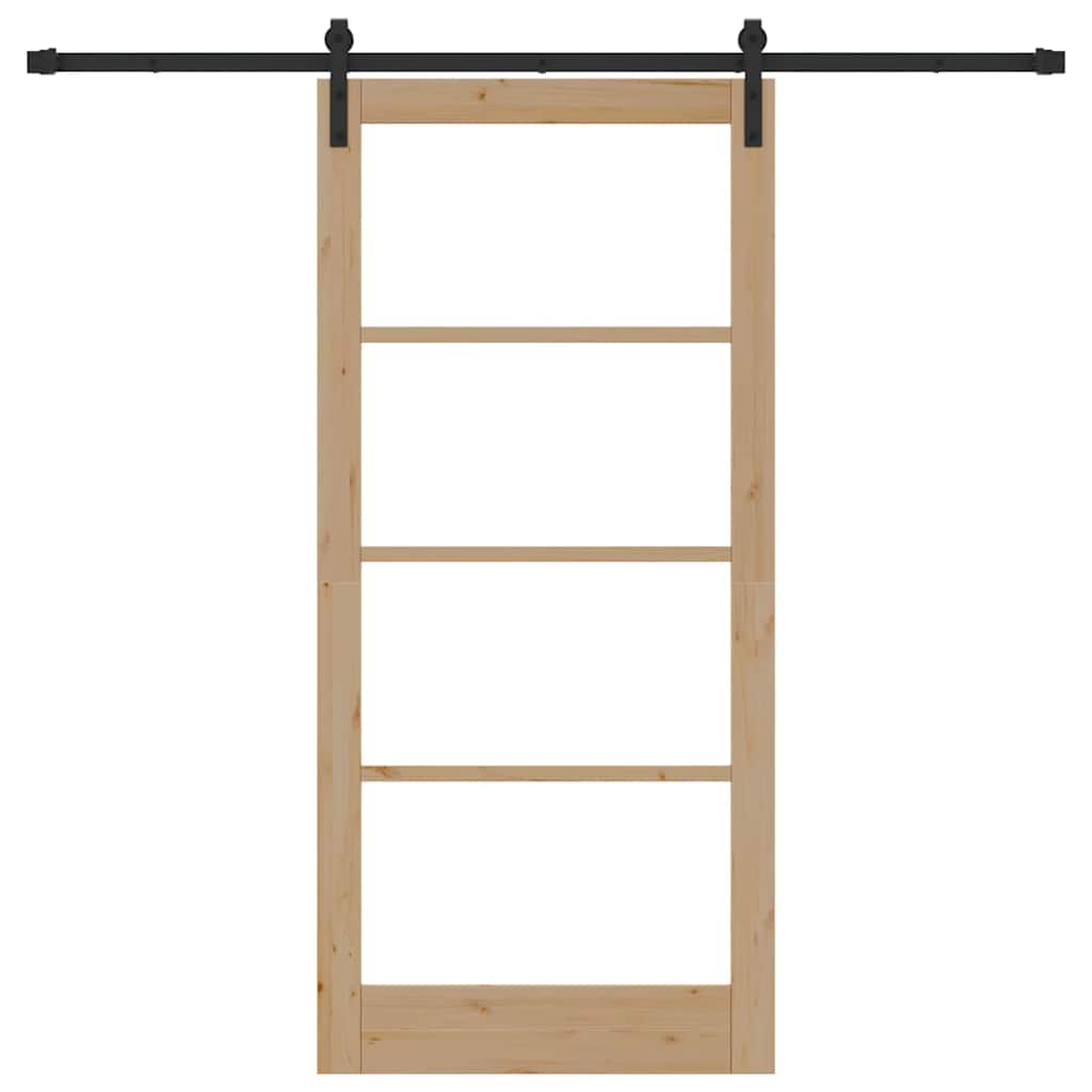 Schiebetür ORKDAL Natur 93 x 202 cm Solid Pine Wood and Glass