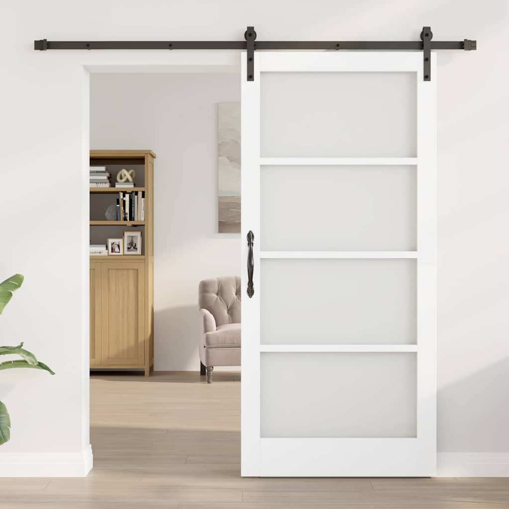 Schiebetür ORKDAL Weiß 93 x 202 cm Solid Pine Wood and Glass