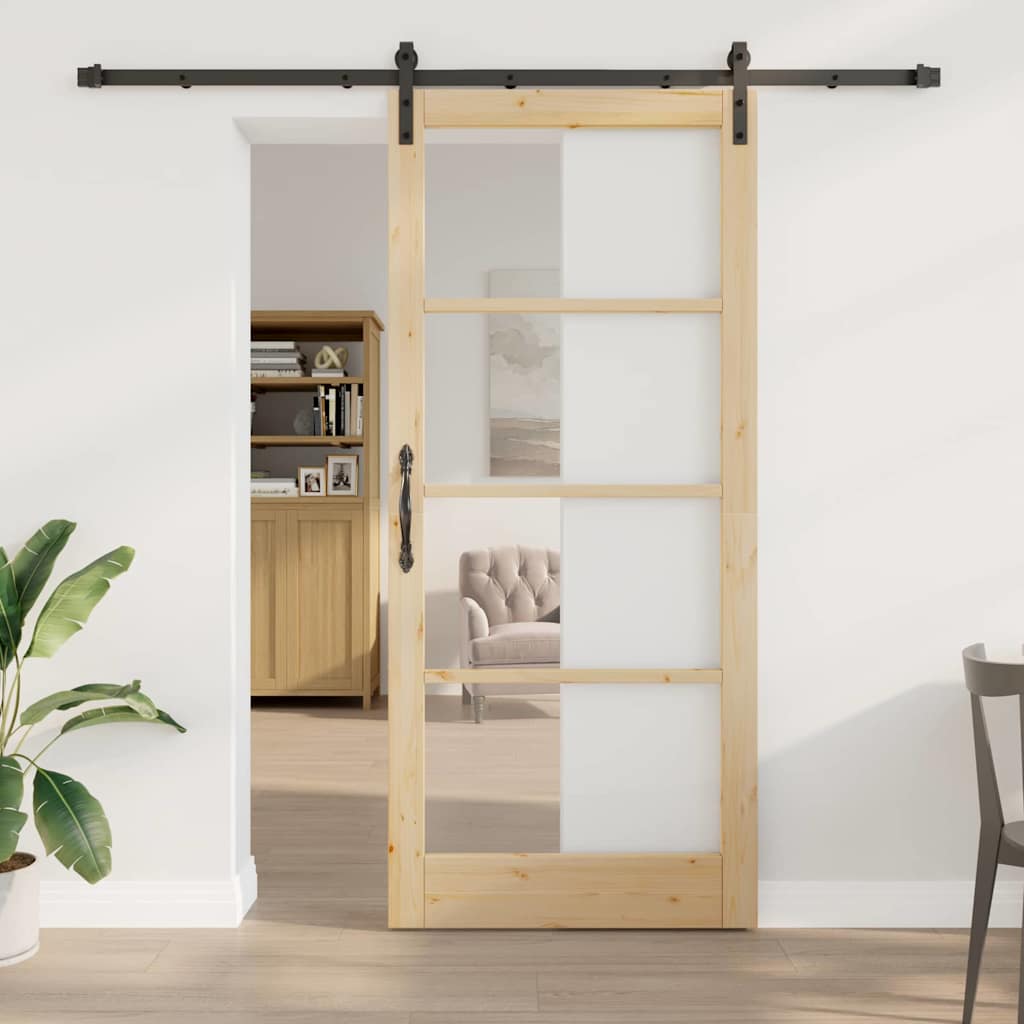 Schiebetür ORKDAL Natur 93 x 211 cm Solid Pine Wood and Glass
