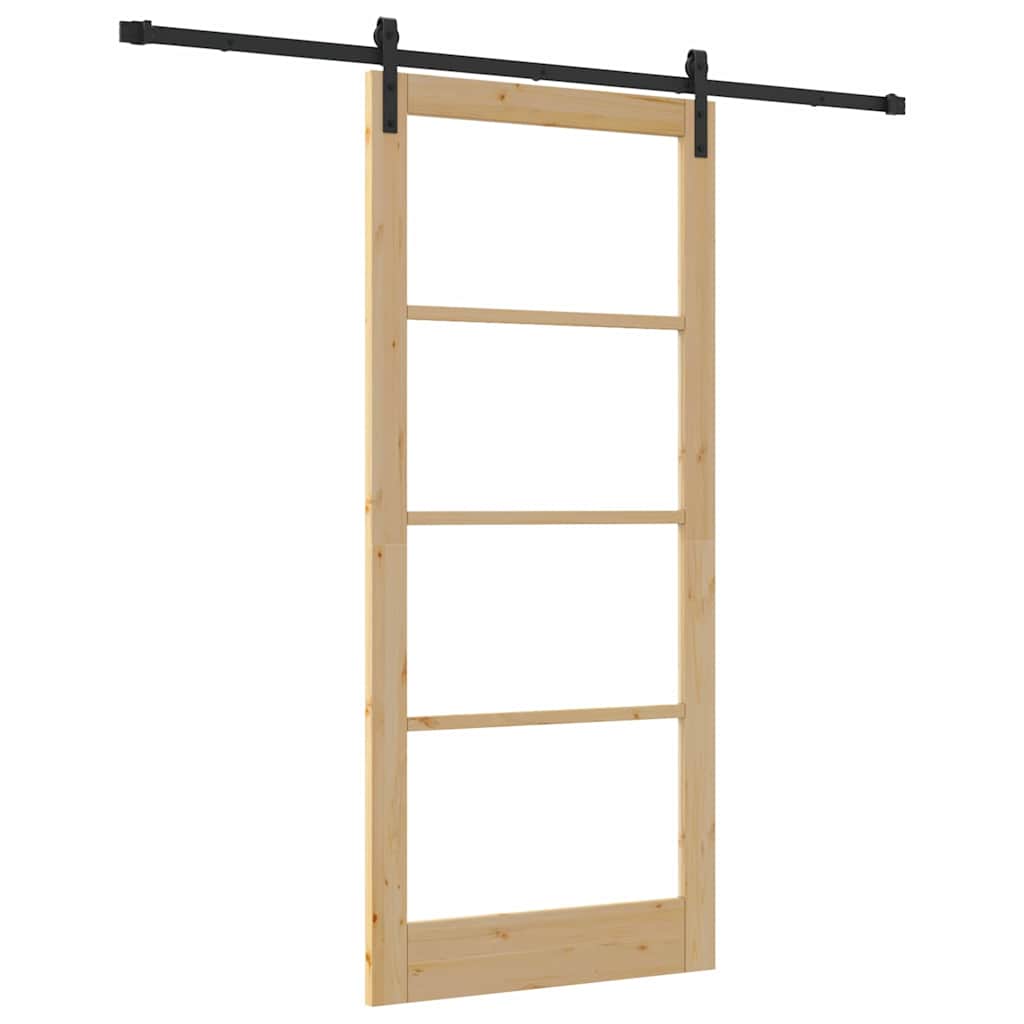 Schiebetür ORKDAL Natur 93 x 211 cm Solid Pine Wood and Glass