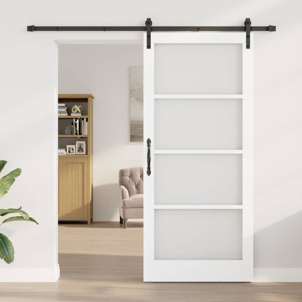 Schiebetür ORKDAL Weiß 93 x 211 cm Solid Pine Wood and Glass