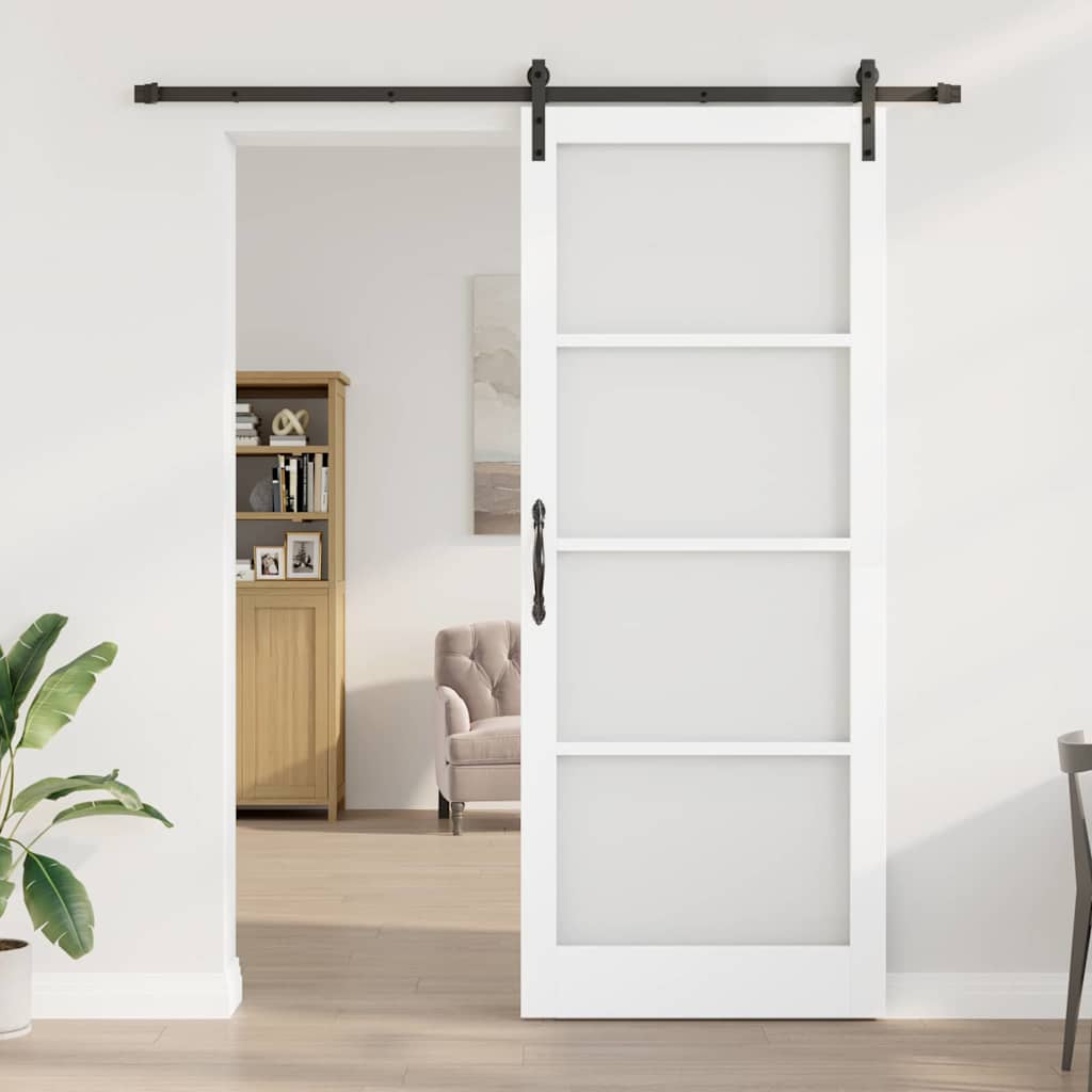 Schiebetür ORKDAL Weiß 93 x 232 cm Solid Pine Wood and Glass