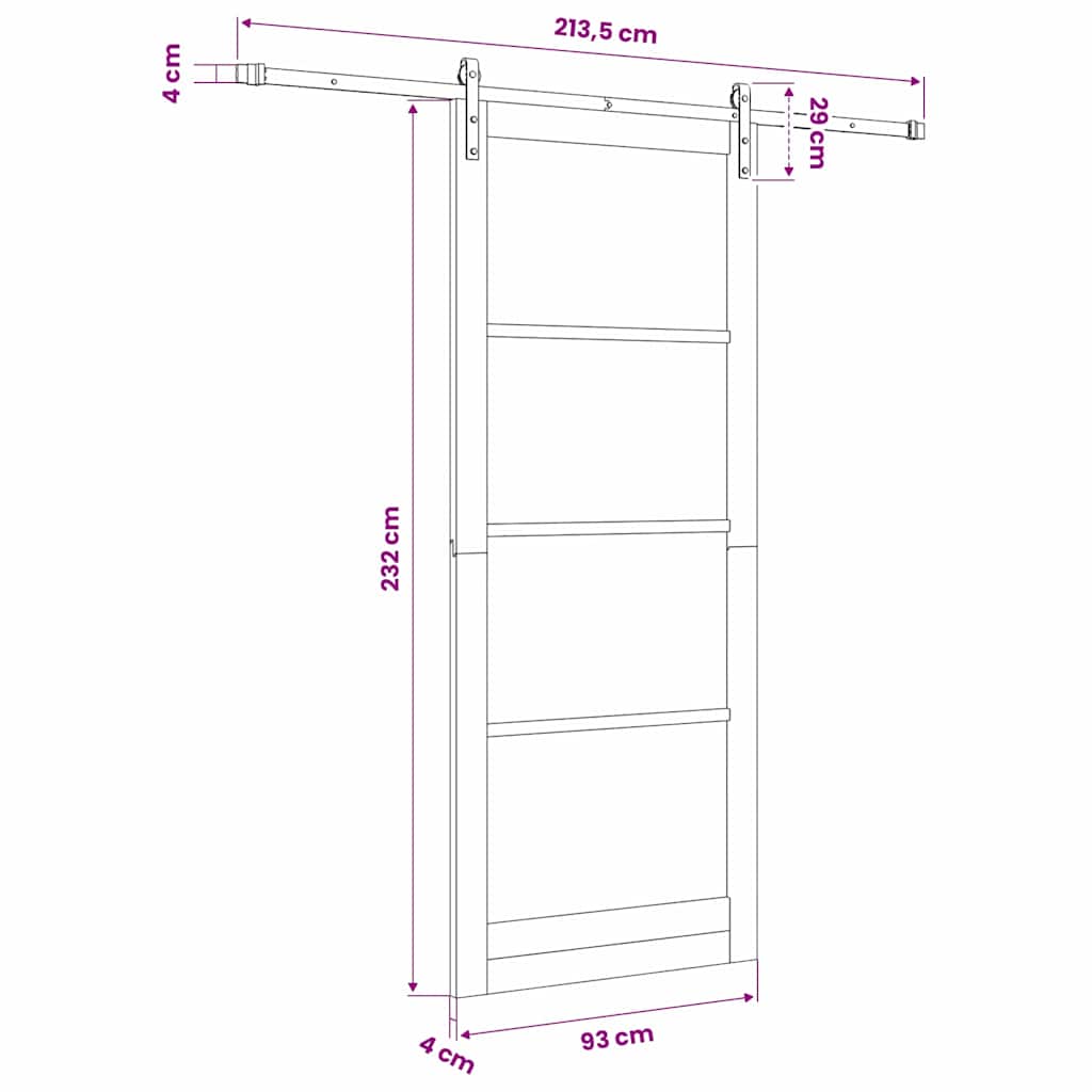 Schiebetür ORKDAL Weiß 93 x 232 cm Solid Pine Wood and Glass