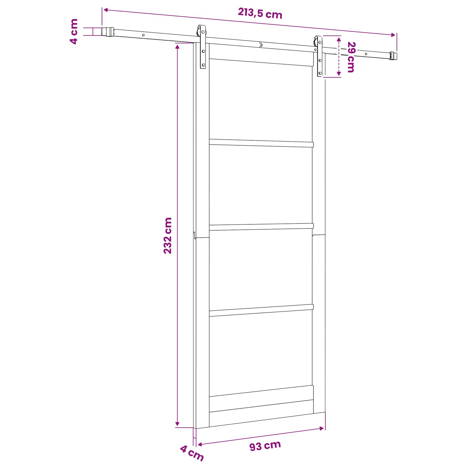 Schiebetür ORKDAL Weiß 93 x 232 cm Solid Pine Wood and Glass