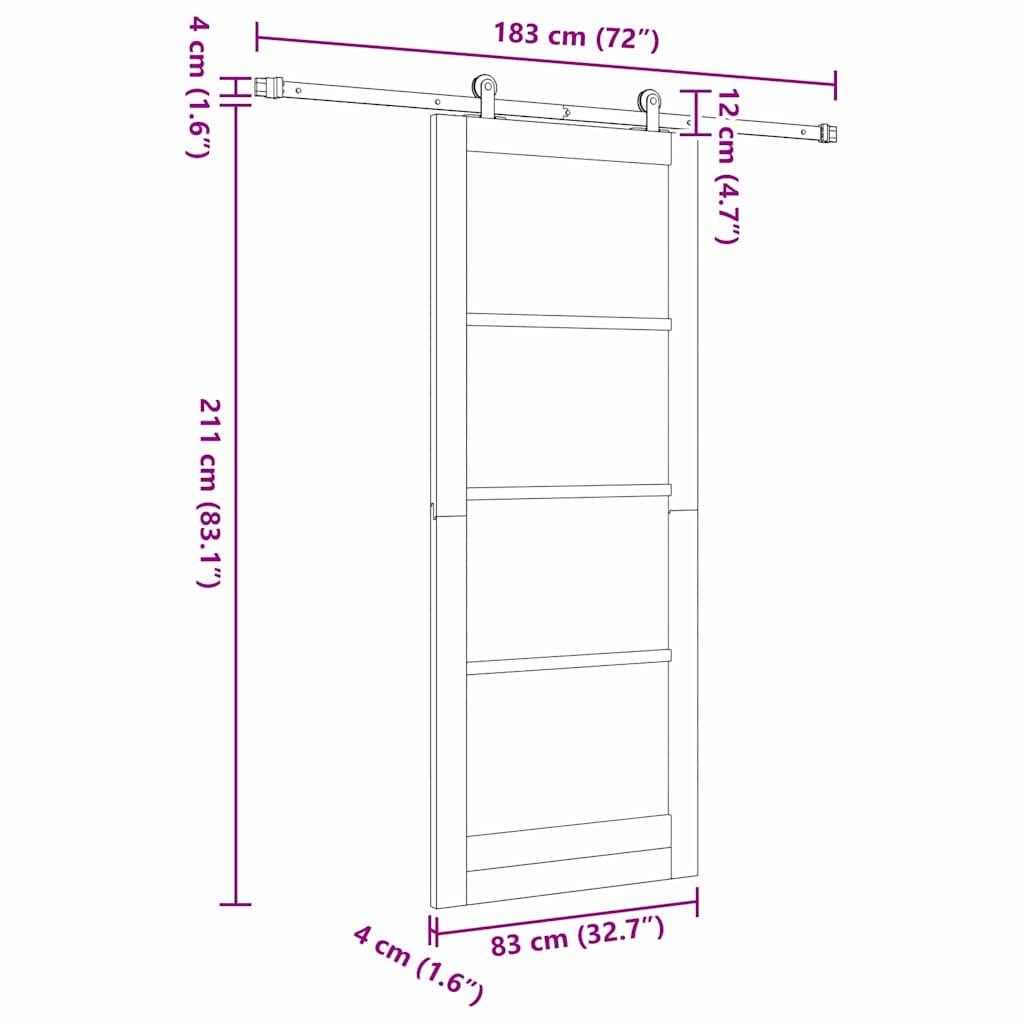 Schiebetür ORKDAL Weiß und Schwarz 83 x 211 cm