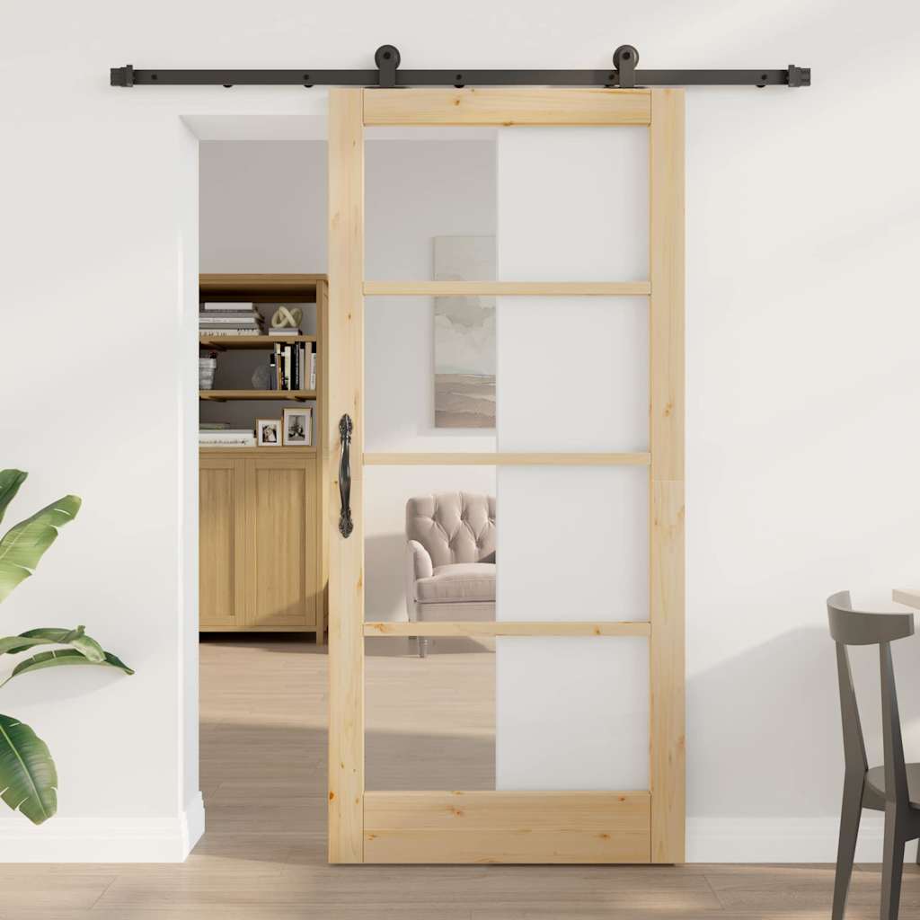 Schiebetür ORKDAL Natürlich und Schwarz 93 x 202 cm