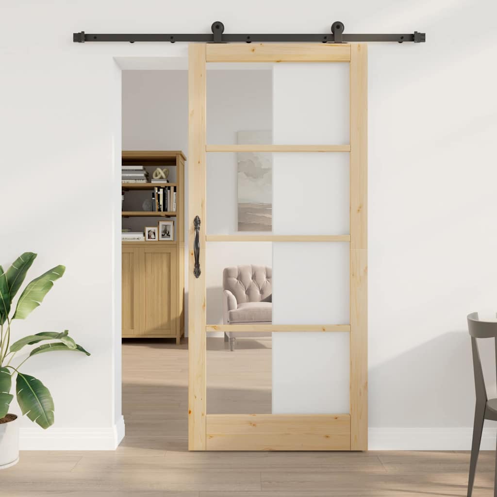 Schiebetür ORKDAL Natürlich und Schwarz 93 x 211 cm