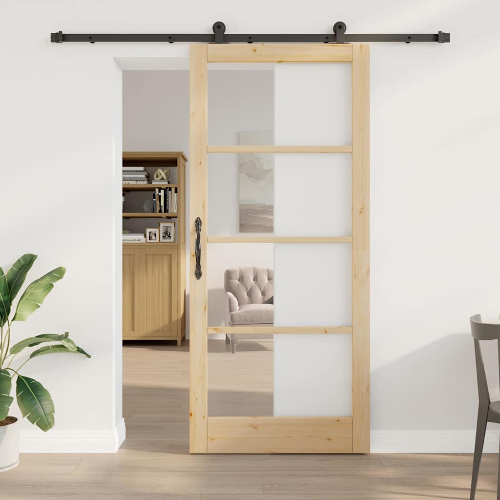 Schiebetür ORKDAL Natürlich und Schwarz 93 x 211 cm