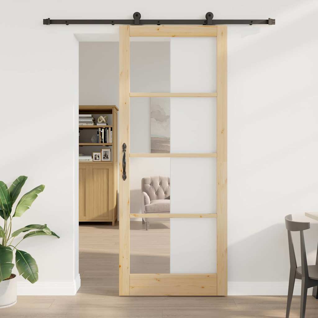 Schiebetür ORKDAL Natürlich und Schwarz 93 x 232 cm