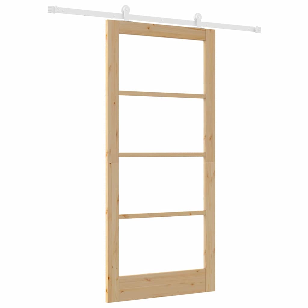 Schiebetür ORKDAL Natur 93 x 202 cm Solid Pine Wood and Glass
