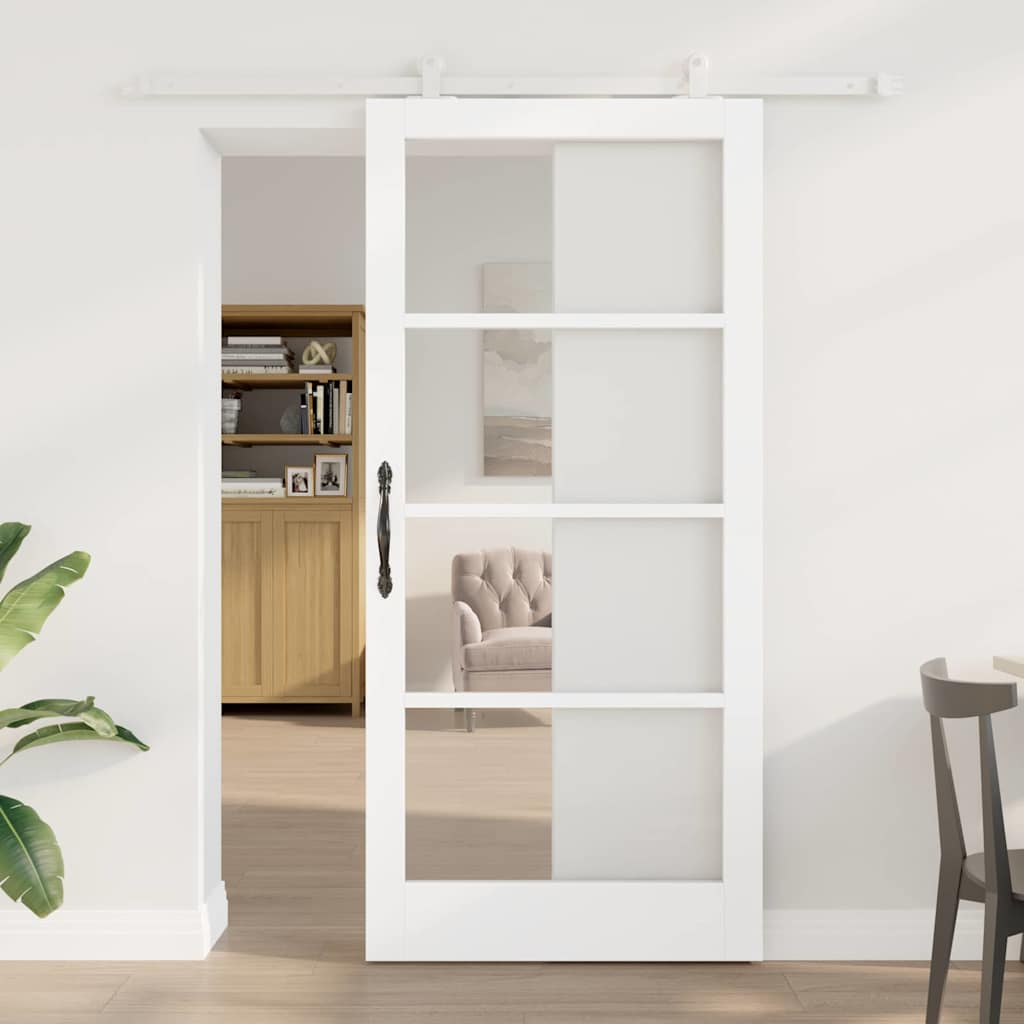 Schiebetür ORKDAL Weiß 93 x 202 cm Solid Pine Wood and Glass