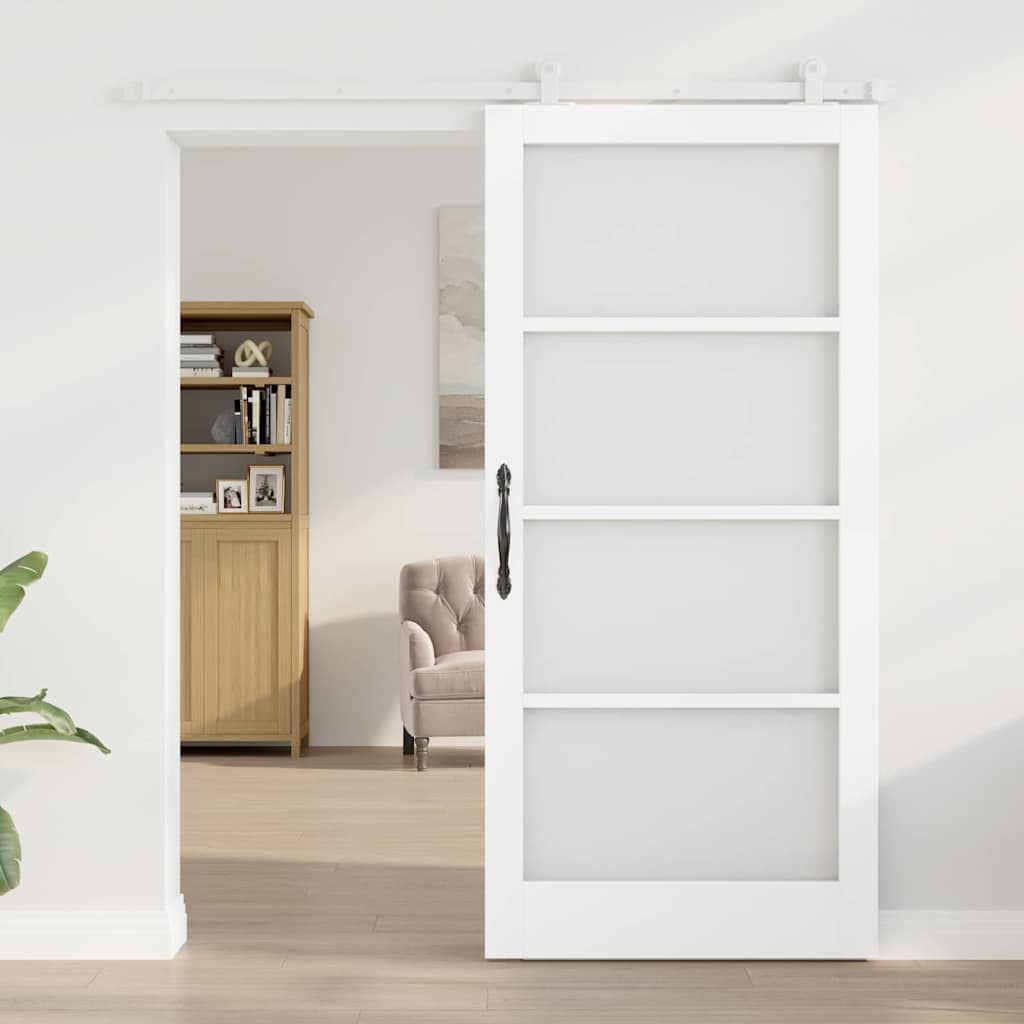 Schiebetür ORKDAL Weiß 93 x 202 cm Solid Pine Wood and Glass