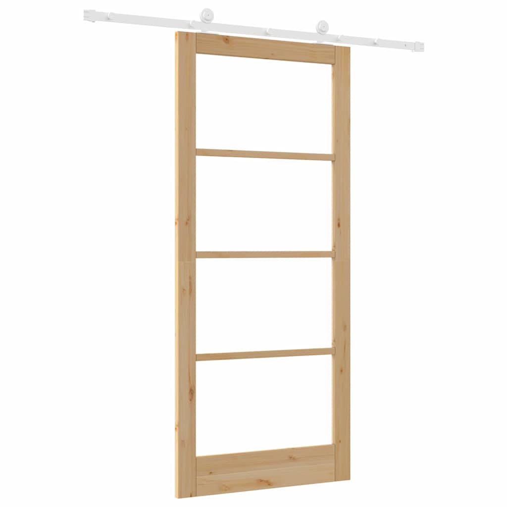 Schiebetür ORKDAL Natur 93 x 211 cm Solid Pine Wood and Glass
