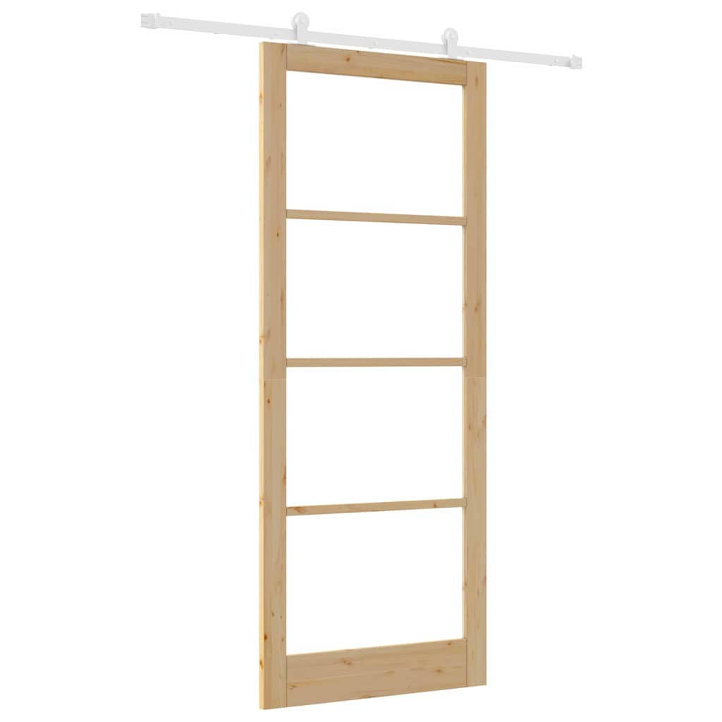 Schiebetür ORKDAL Natur 93 x 232 cm Solid Pine Wood and Glass