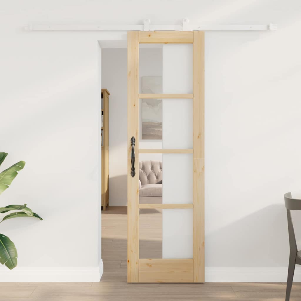 Schiebetür ORKDAL Natur 61 x 198,5 cm Solid Pine Wood and Glass