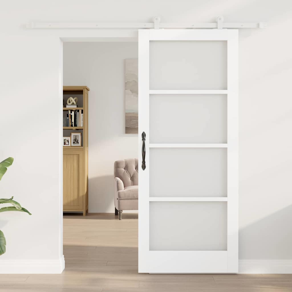 Schiebetür ORKDAL Weiß 83 x 202 cm Solid Pine Wood and Glass