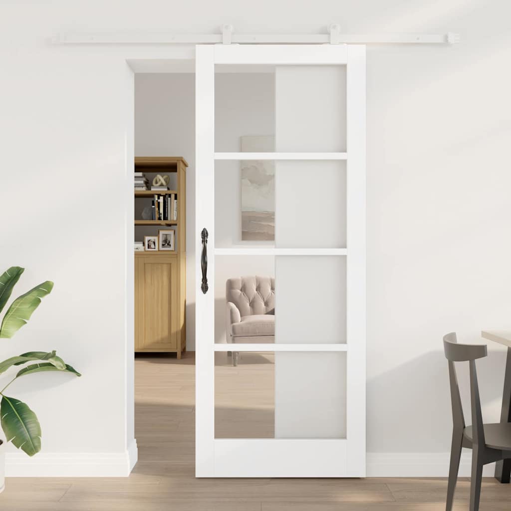 Schiebetür ORKDAL Weiß 83 x 211 cm Solid Pine Wood and Glass