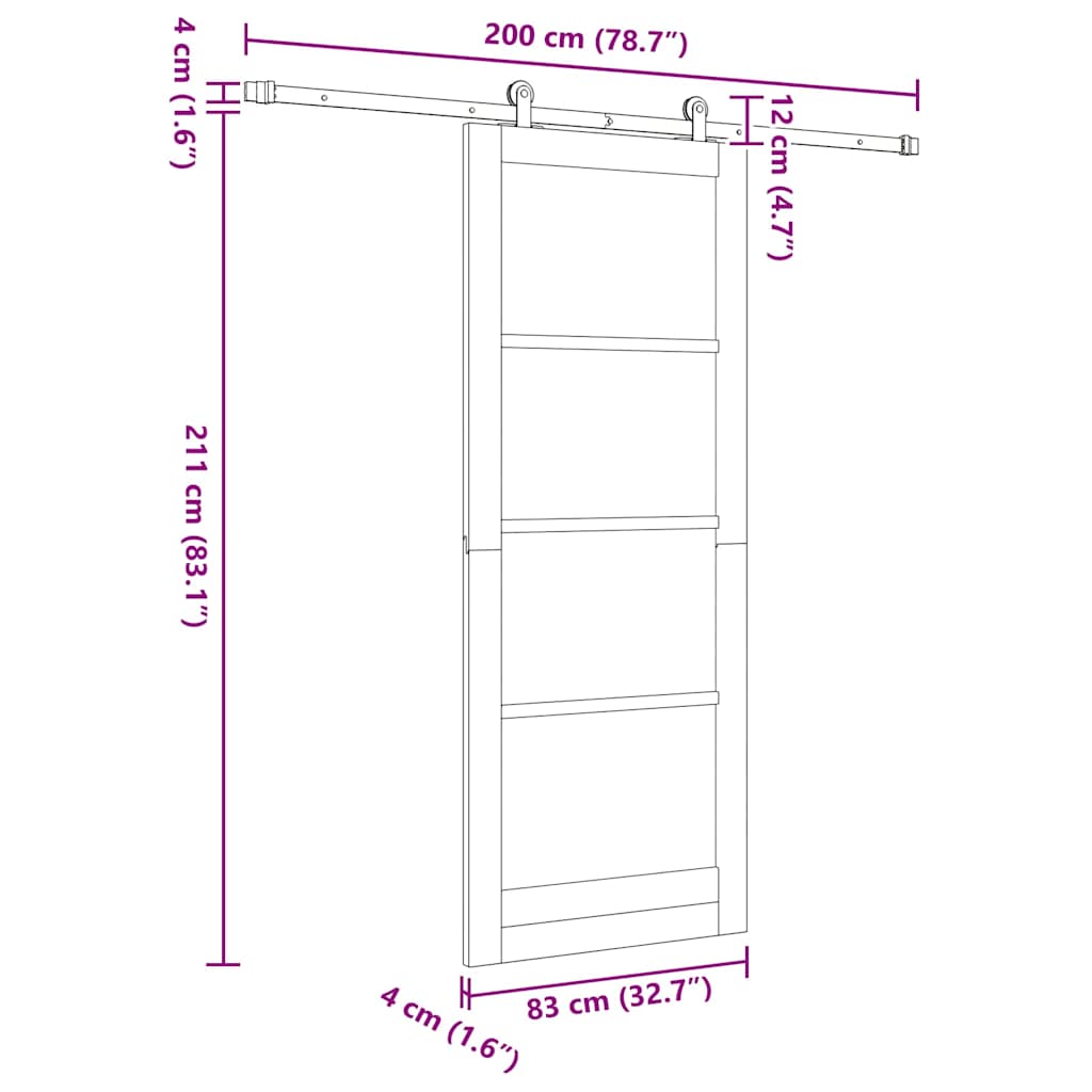 Schiebetür ORKDAL Weiß 83 x 211 cm Solid Pine Wood and Glass