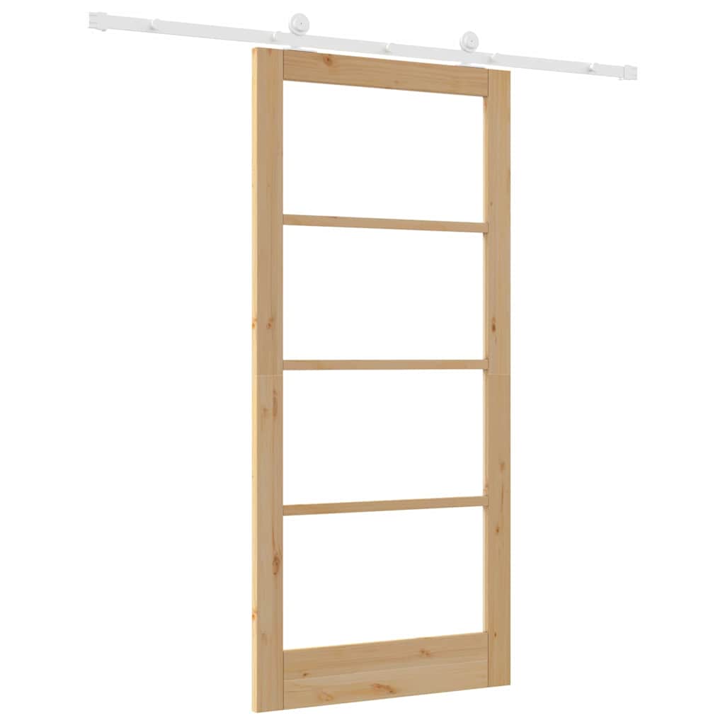 Schiebetür ORKDAL Natur 93 x 202 cm Solid Pine Wood and Glass