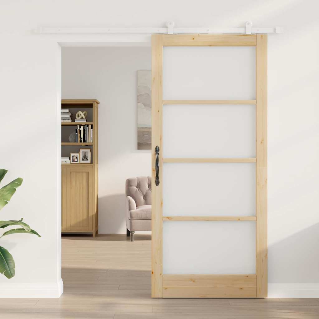 Schiebetür ORKDAL Natur 93 x 211 cm Solid Pine Wood and Glass
