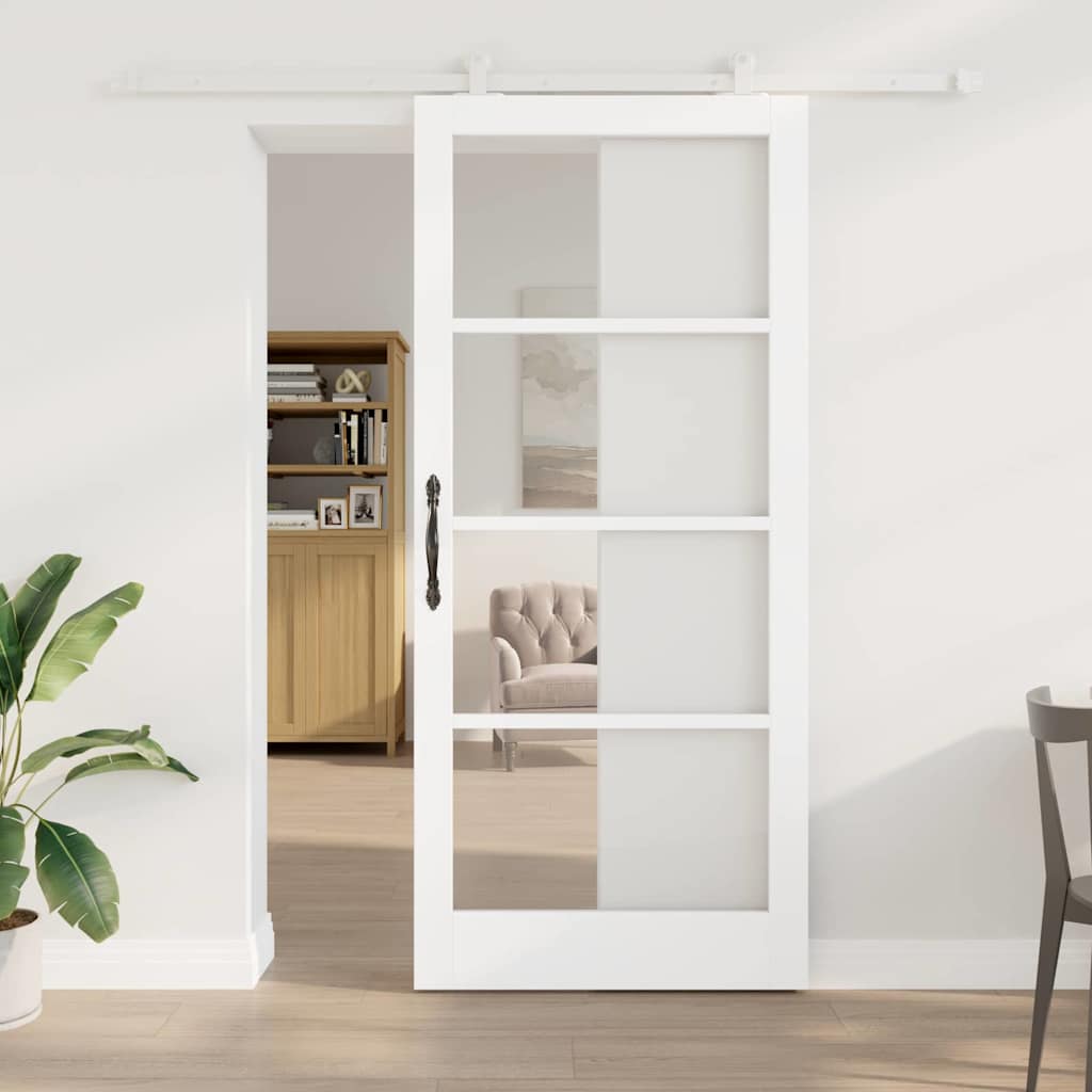 Schiebetür ORKDAL Weiß 93 x 211 cm Solid Pine Wood and Glass
