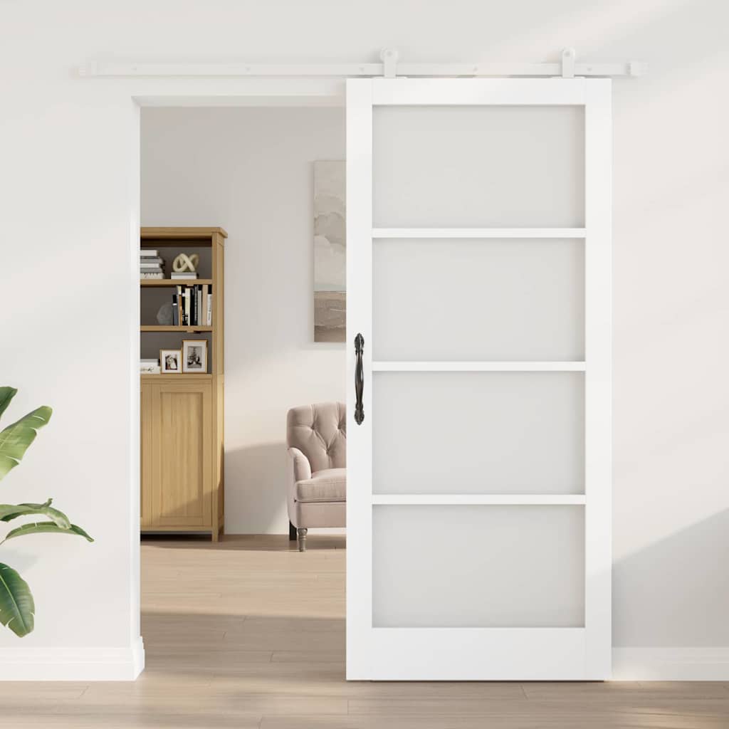 Schiebetür ORKDAL Weiß 93 x 211 cm Solid Pine Wood and Glass