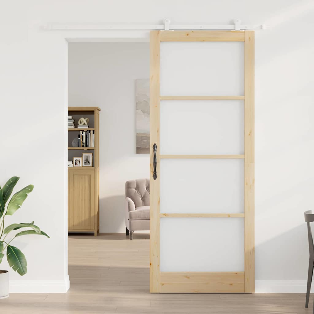 Schiebetür ORKDAL Natur 93 x 232 cm Solid Pine Wood and Glass