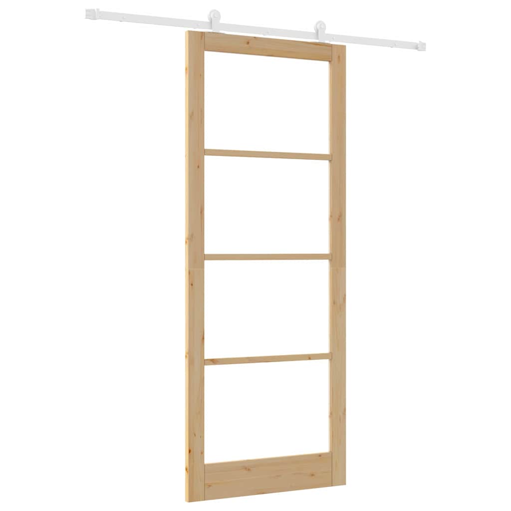 Schiebetür ORKDAL Natur 93 x 232 cm Solid Pine Wood and Glass