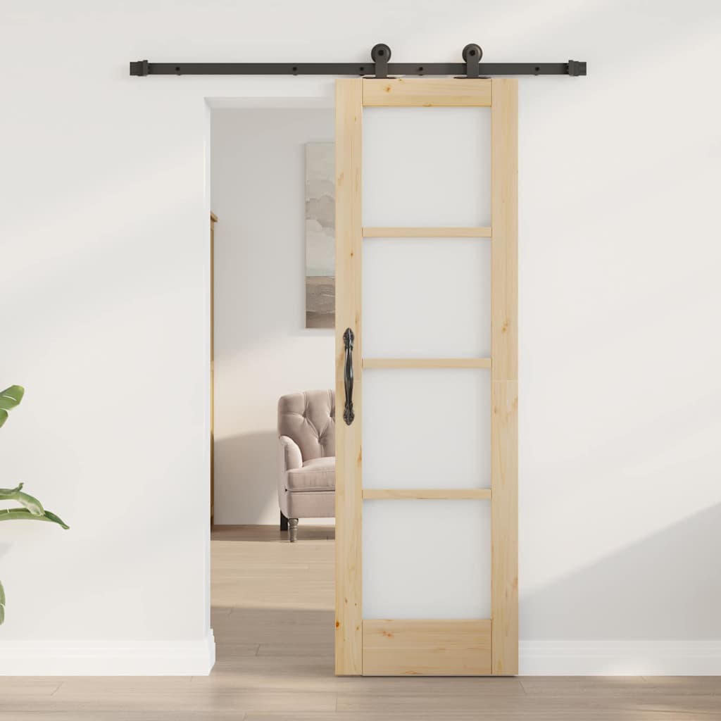 Schiebetür ORKDAL Natur 61 x 198,5 cm Solid Pine Wood and Glass
