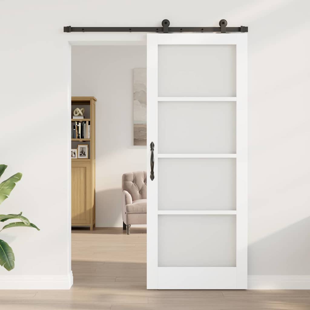 Schiebetür ORKDAL Weiß 83 x 211 cm Solid Pine Wood and Glass