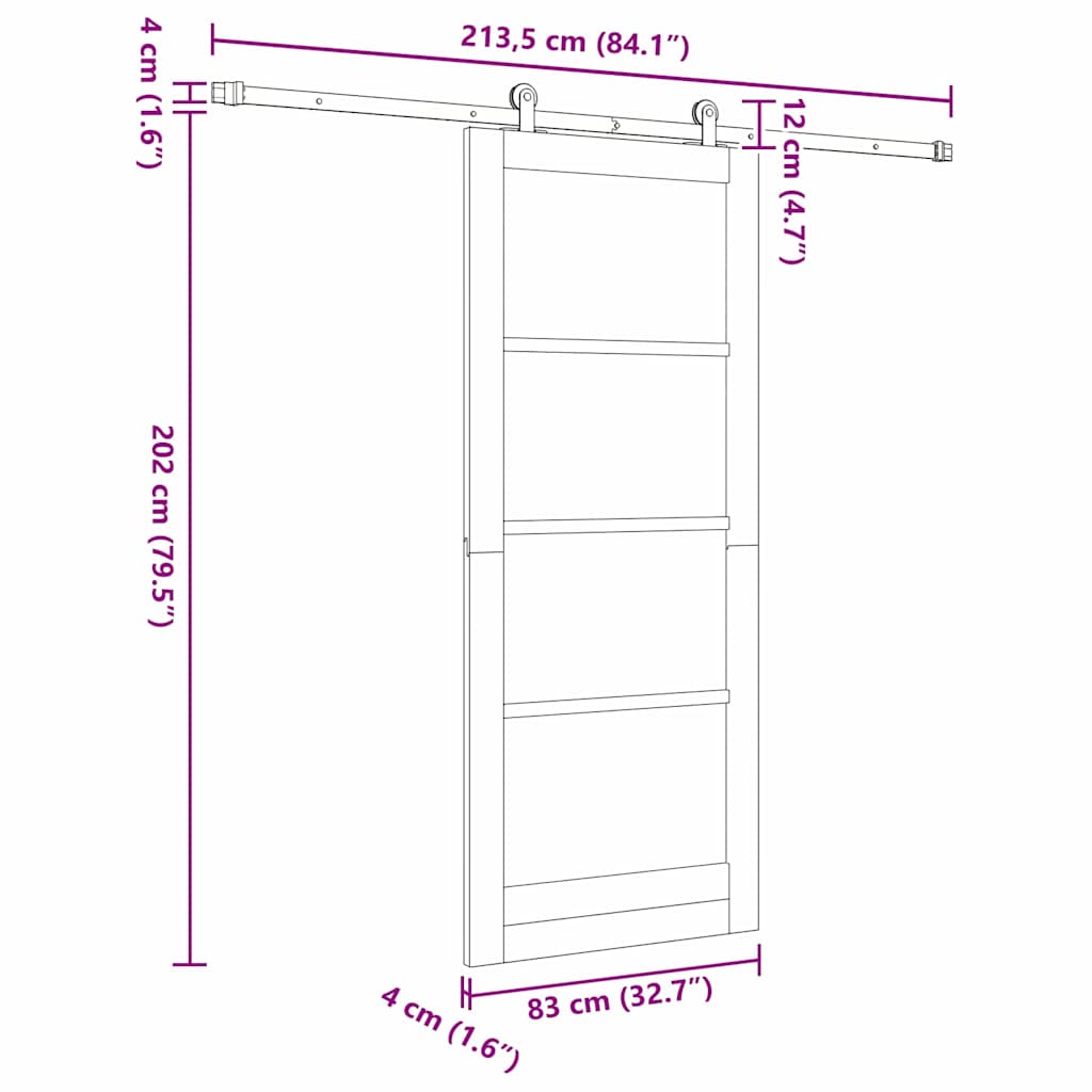 Schiebetür ORKDAL Weiß 83 x 202 cm Solid Pine Wood and Glass