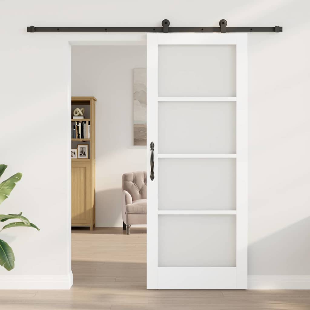 Schiebetür ORKDAL Weiß 83 x 211 cm Solid Pine Wood and Glass